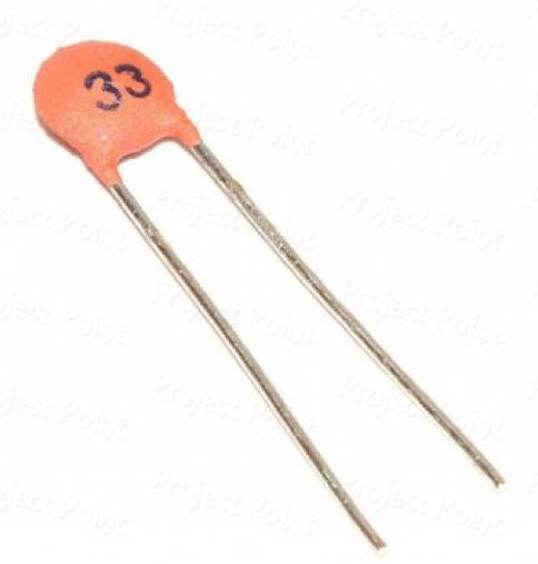 33pF 50V Through Hole Ceramic Disc Capacitor